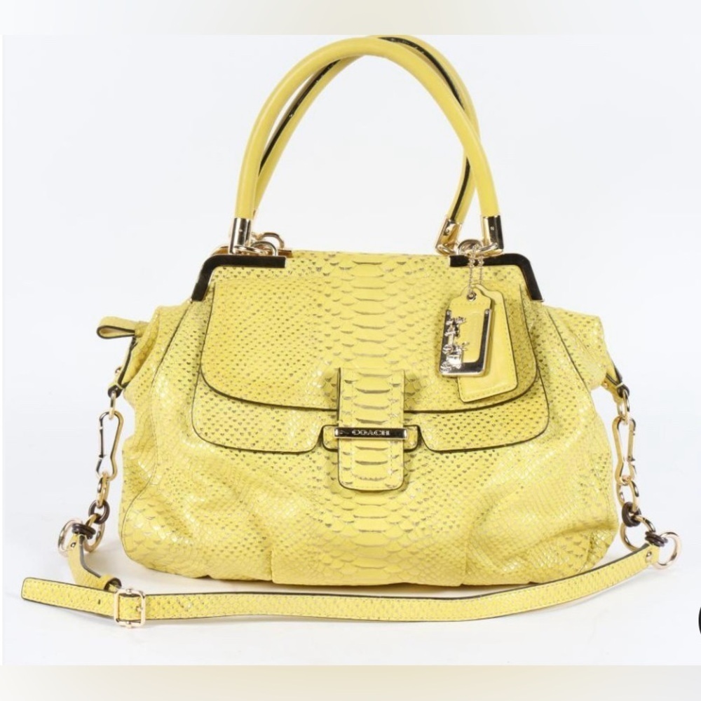 NWOT COACH LIMITED EDITION MADISON PINNACLE LILY YELLOW PYTHON LEATHER HANDBAG